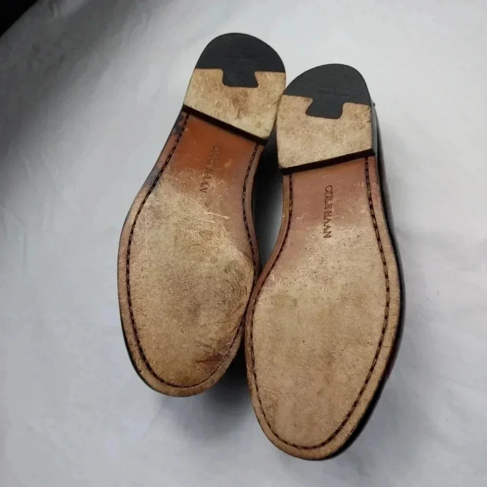 Cole Haan Mens Mahogany Brown Leather Slip-On Tassel Loafer 8.5 - Picture 13 of 14